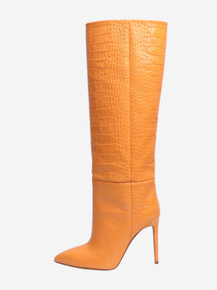 Orange reptile effect knee high leather boots - size EU 40 Boots Paris Texas 