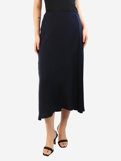 Navy blue silk midi skirt - size UK 4 Skirts Theory 