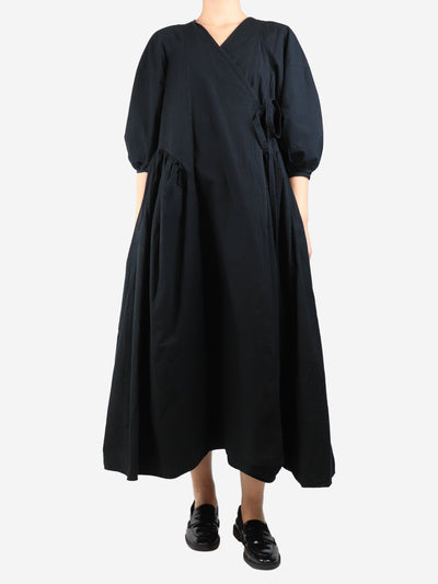 Black cotton wrap dress - size UK 12 Dresses Curensology 