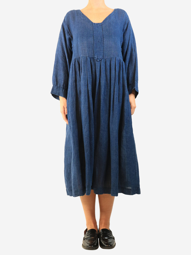 Navy striped linen midi dress - size S Dresses Dosa 