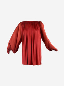 Giambattista Valli Red puff-sleeved pleated mini dress - size M