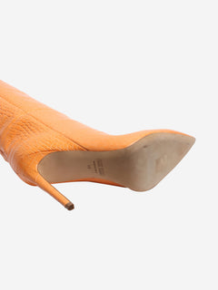 Orange reptile effect knee high leather boots - size EU 40 Boots Paris Texas 