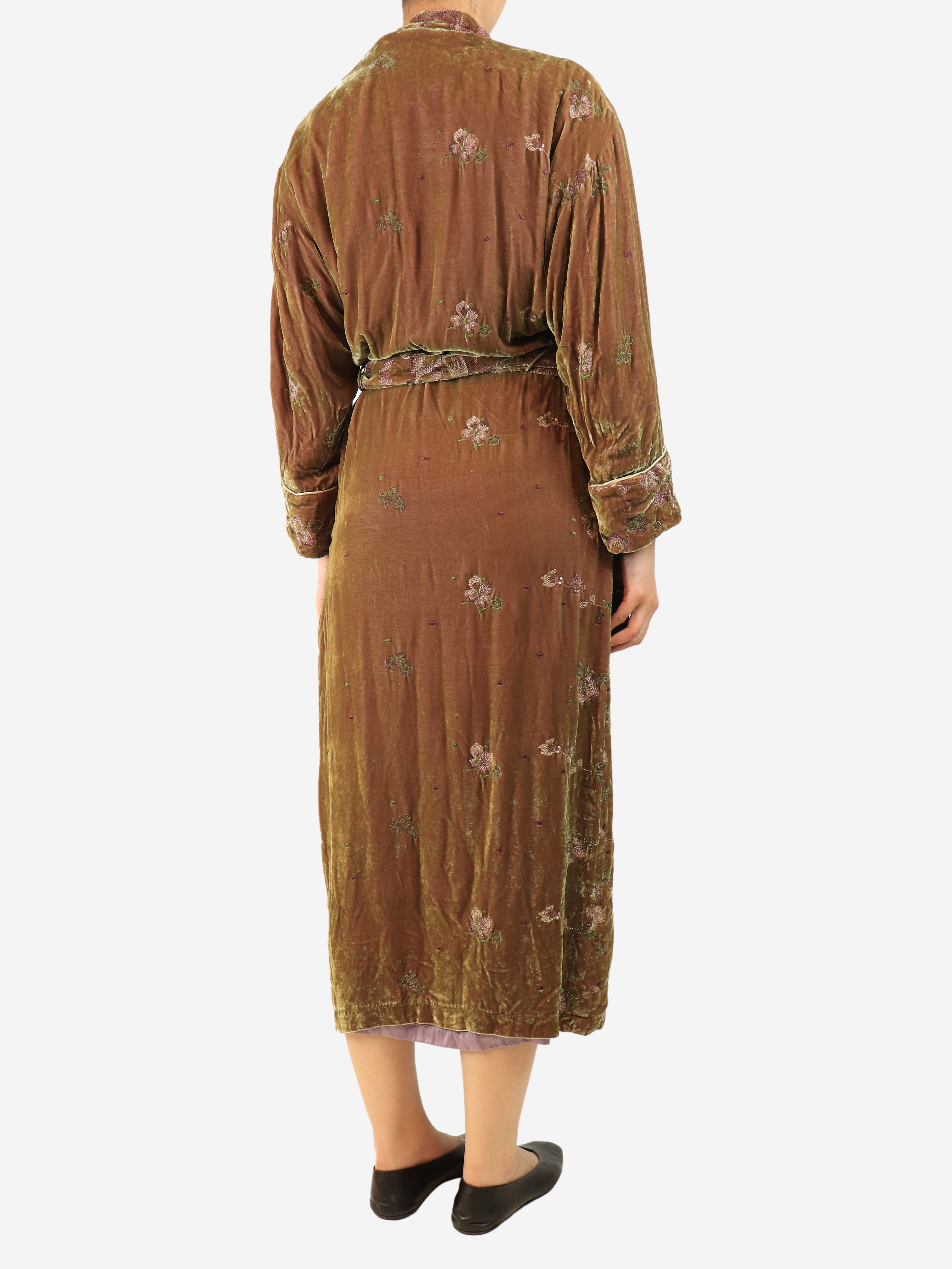 Multicolour velvet embroidered robe - size S