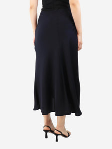 Theory Navy blue silk midi skirt - size UK 4