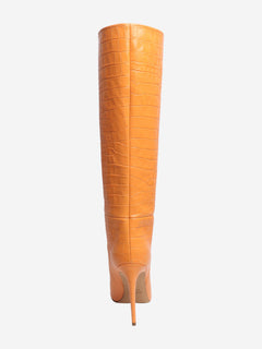 Orange reptile effect knee high leather boots - size EU 40 Boots Paris Texas 