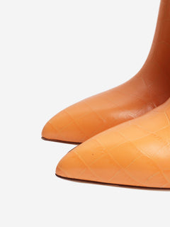 Orange reptile effect knee high leather boots - size EU 40 Boots Paris Texas 