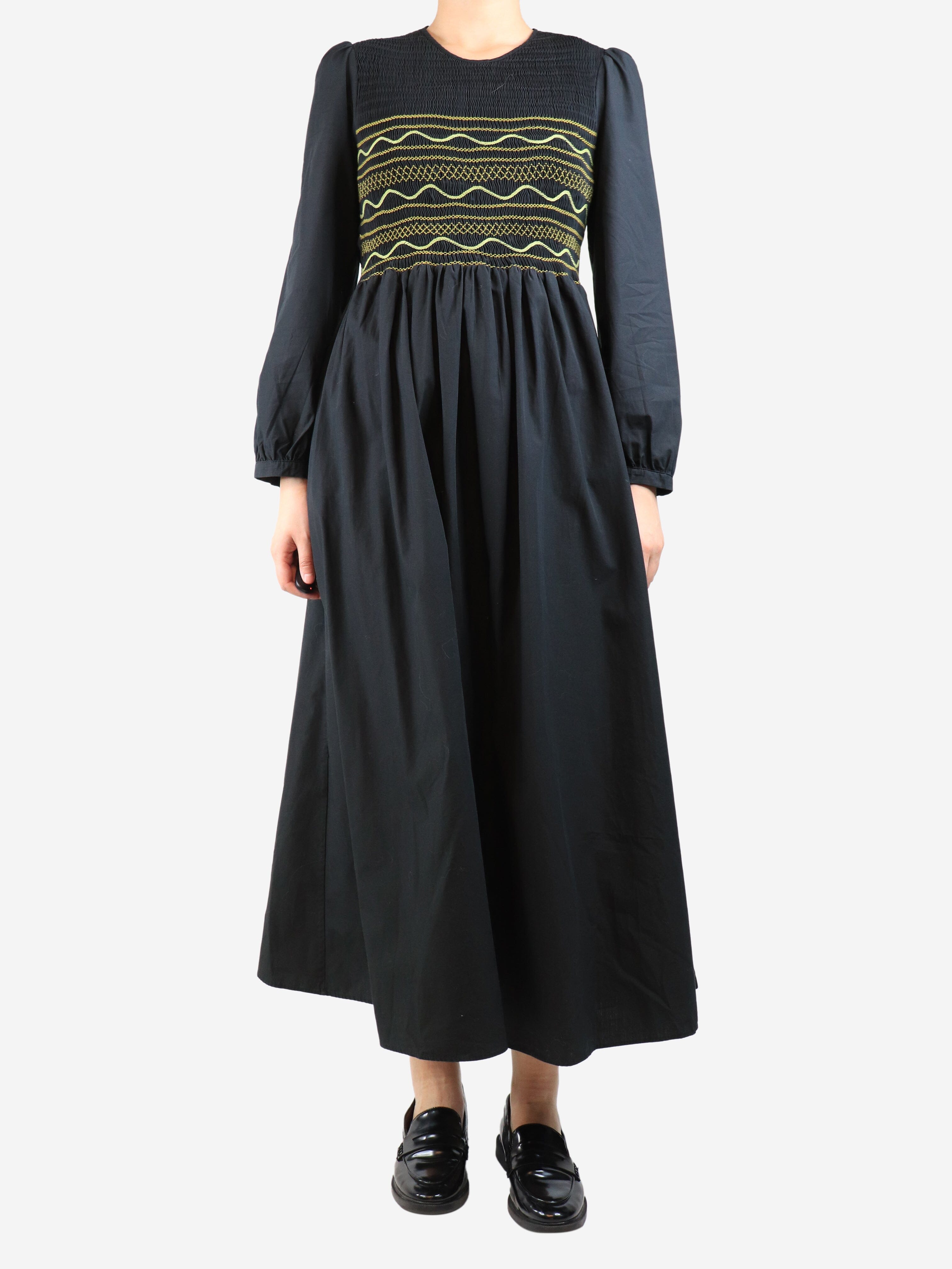 Black cotton shirred midi dress - size L Dresses Loretta Caponi 