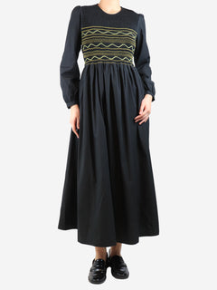 Black cotton shirred midi dress - size L Dresses Loretta Caponi 