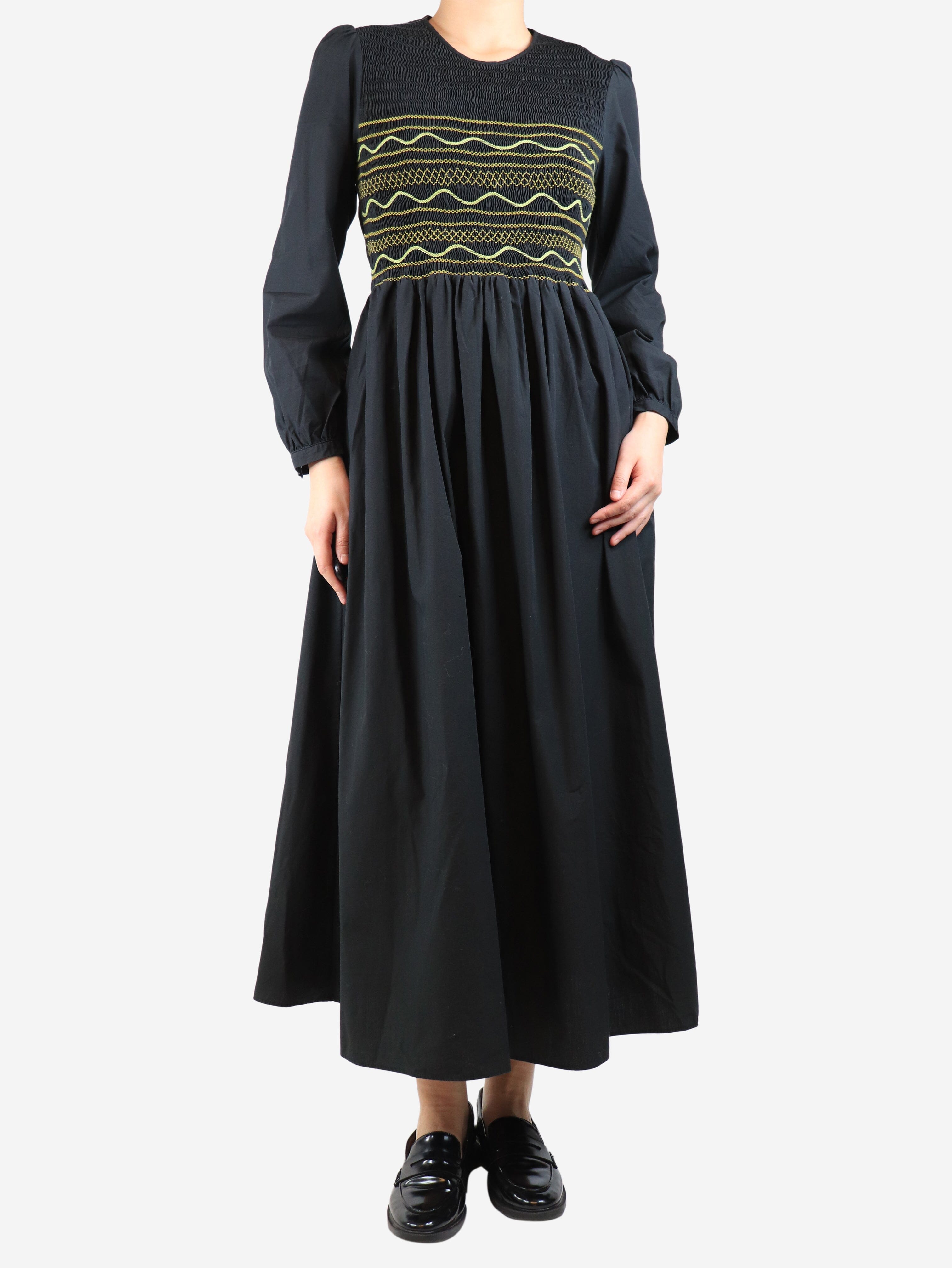 Black cotton shirred midi dress - size L Dresses Loretta Caponi 