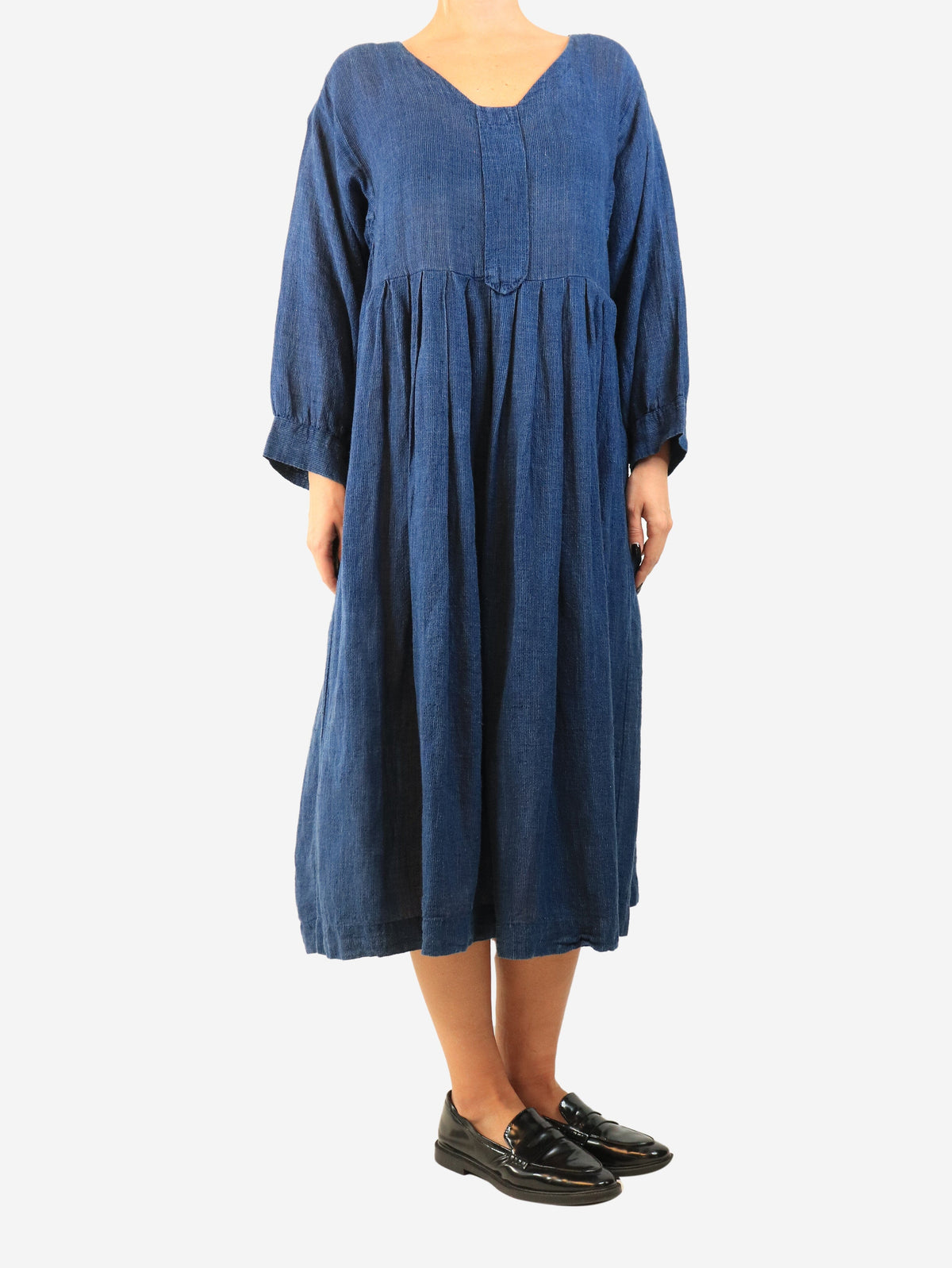 Navy striped linen midi dress - size S Dresses Dosa 