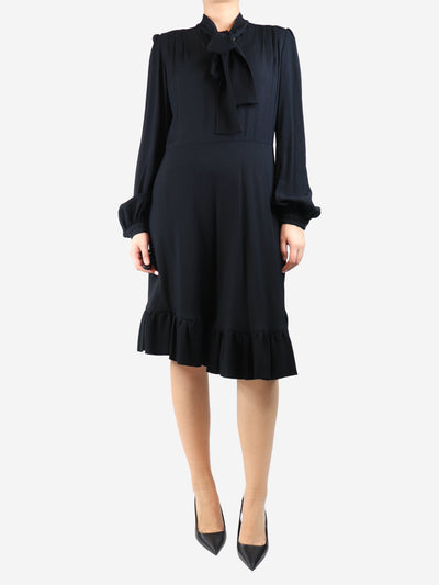 Black tie-neck midi dress - size UK 12 Dresses Giambattista Valli 