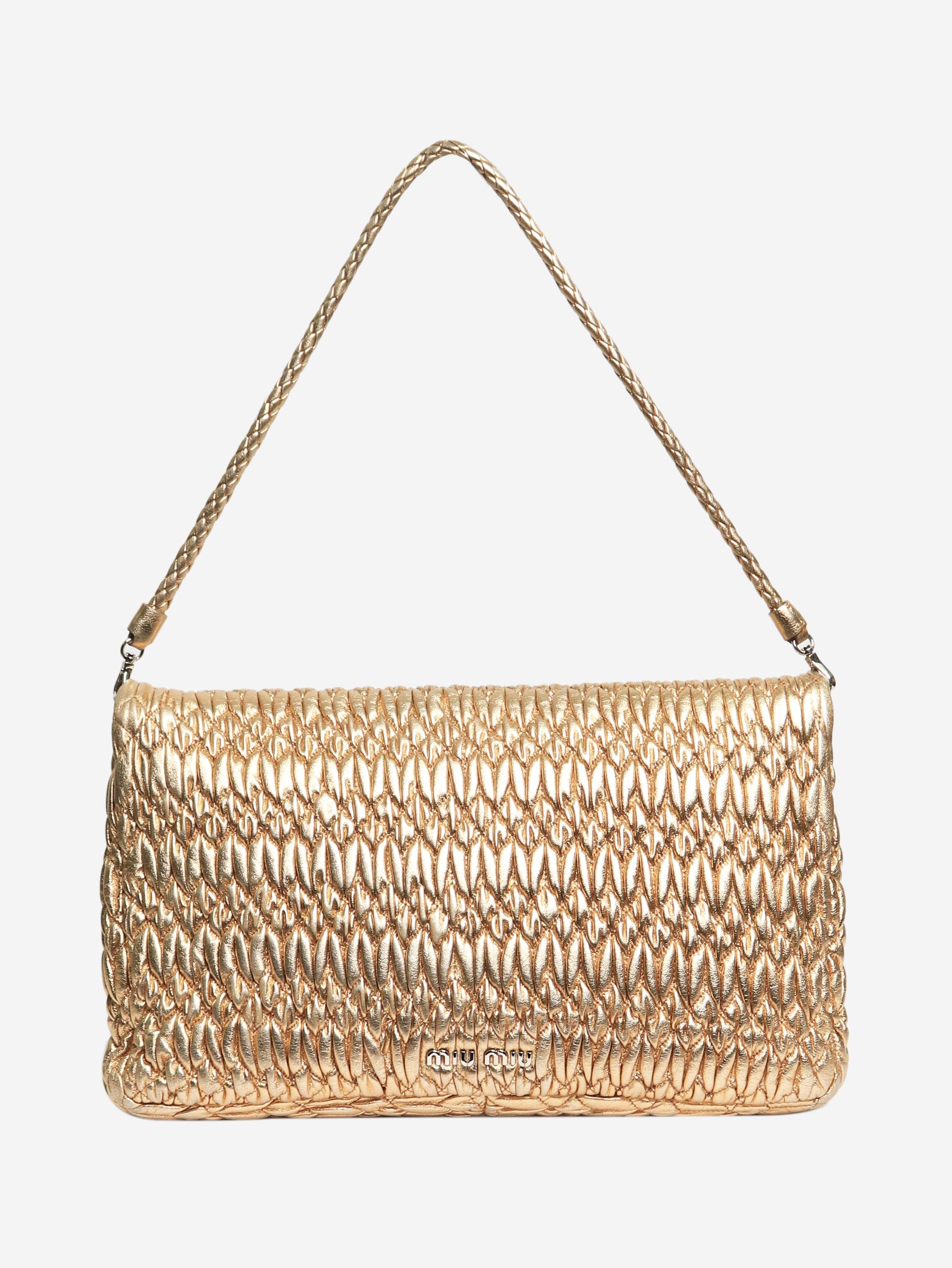 Miu Miu pre-owned gold Matelasse shoulder bag | Sign of the
