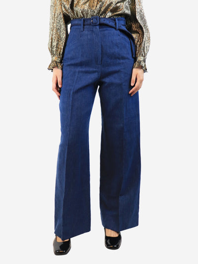Blue denim high waisted trousers with belt - size UK 8 Trousers Gabriela Hearst 