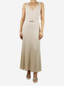 Gabriela Hearst Neutral ribbed sleeveless midi dress - size M