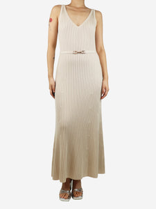 Gabriela Hearst Neutral ribbed sleeveless midi dress - size M