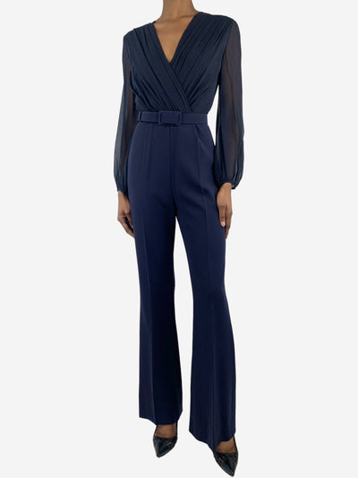 Blue silk belted jumpsuit - size UK 6 Jumpsuits Max Mara 