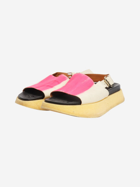 Cream and pink Fussbett brushstrokes sandals - size EU 40 alternate image