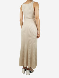 Gabriela Hearst Neutral ribbed sleeveless midi dress - size M