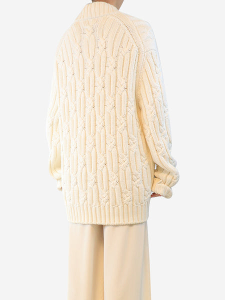 Cream longline cable-knit cardigan - size L alternate image