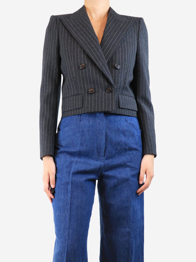 Dark grey double-breasted pinstripe jacket - size UK 14 Coats & Jackets Saint Laurent 