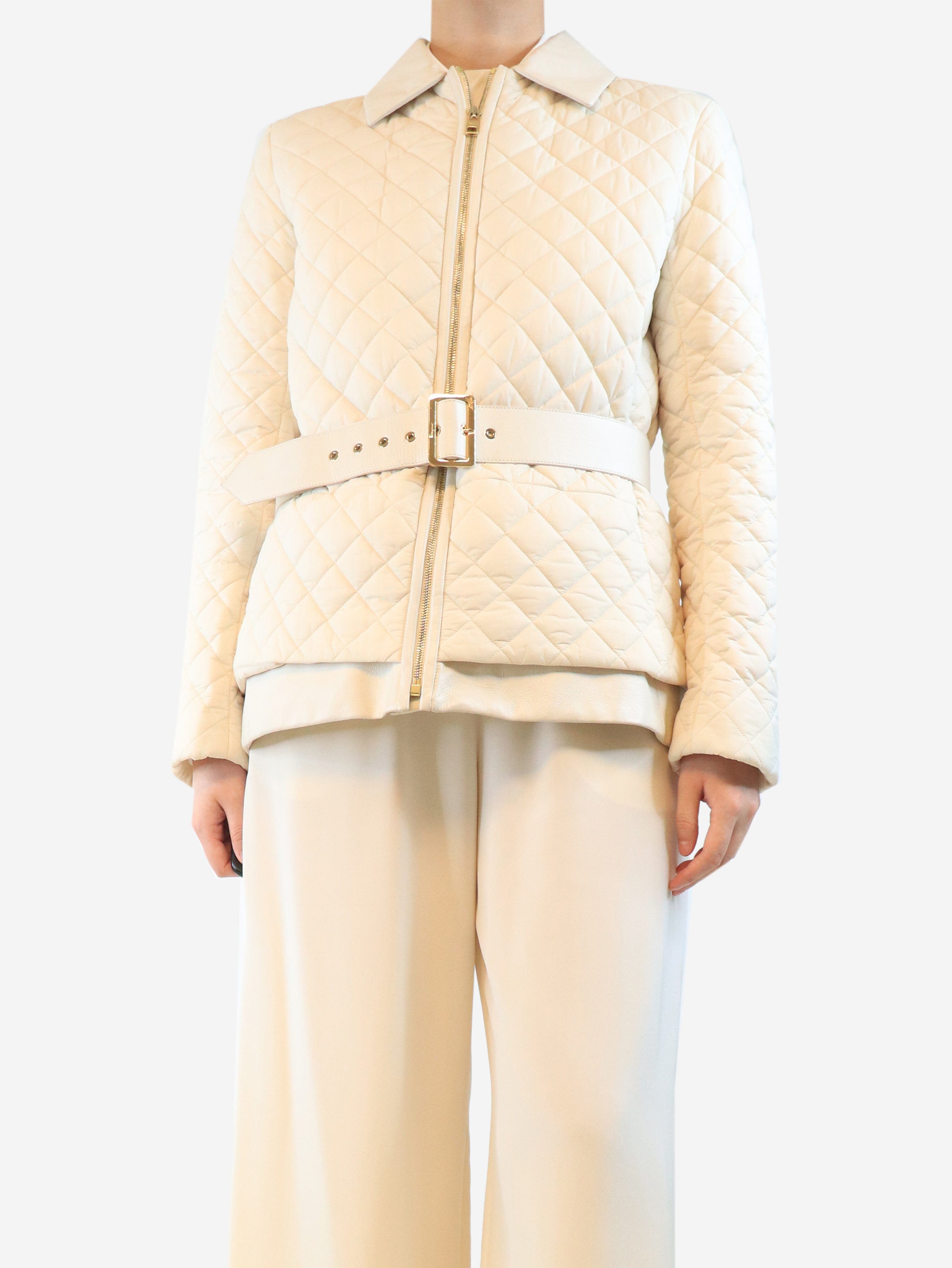 Cream quilted jacket - size UK 16 Coats & Jackets Salvatore Ferragamo 
