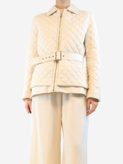 Cream quilted jacket - size UK 16 Coats & Jackets Salvatore Ferragamo 