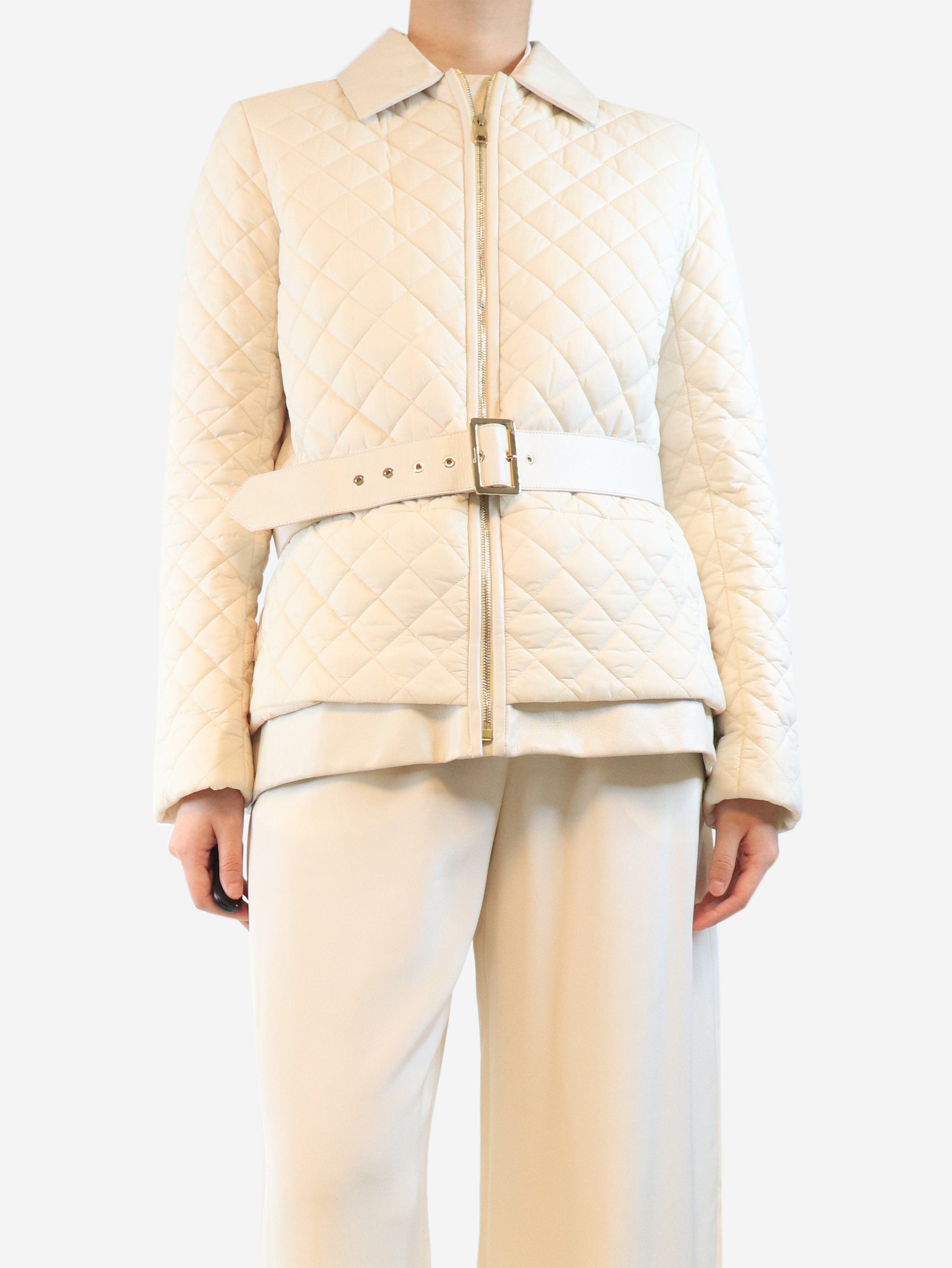Cream quilted jacket - size UK 16 Coats & Jackets Salvatore Ferragamo 