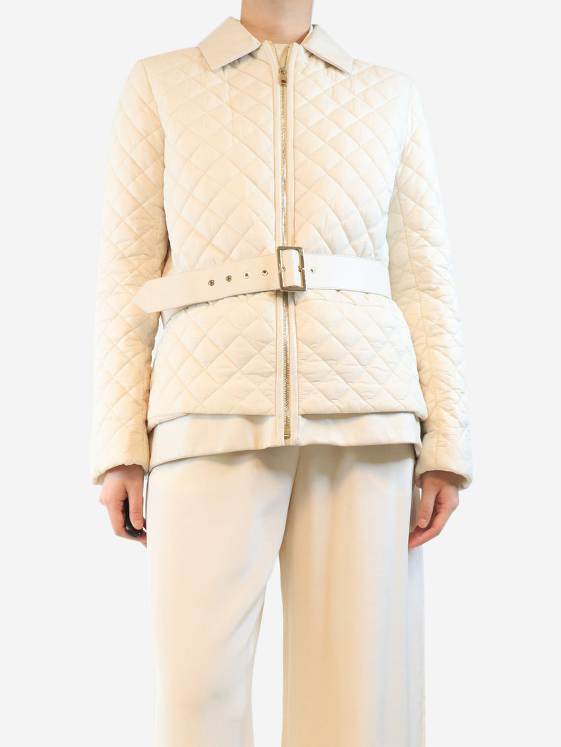 Cream quilted jacket - size UK 16 Coats & Jackets Salvatore Ferragamo 