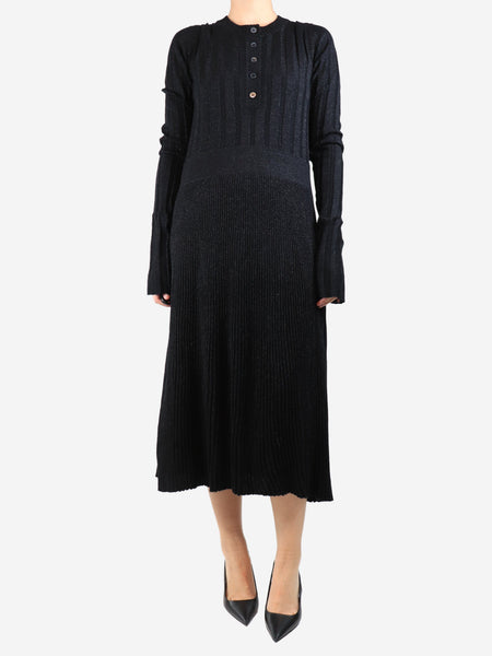 Black lurex ribbed midi dress - size UK 10 product image