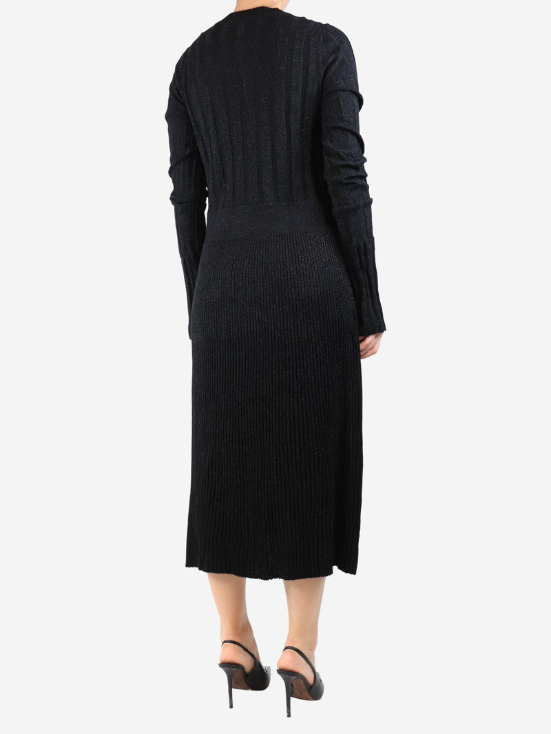 Black lurex ribbed midi dress - size UK 10 Dresses Marni 