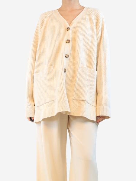 Cream textured rib cardigan - size XL product image