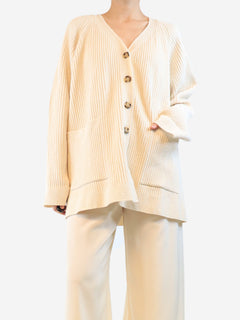 Cream textured rib cardigan - size XL Knitwear Toteme 