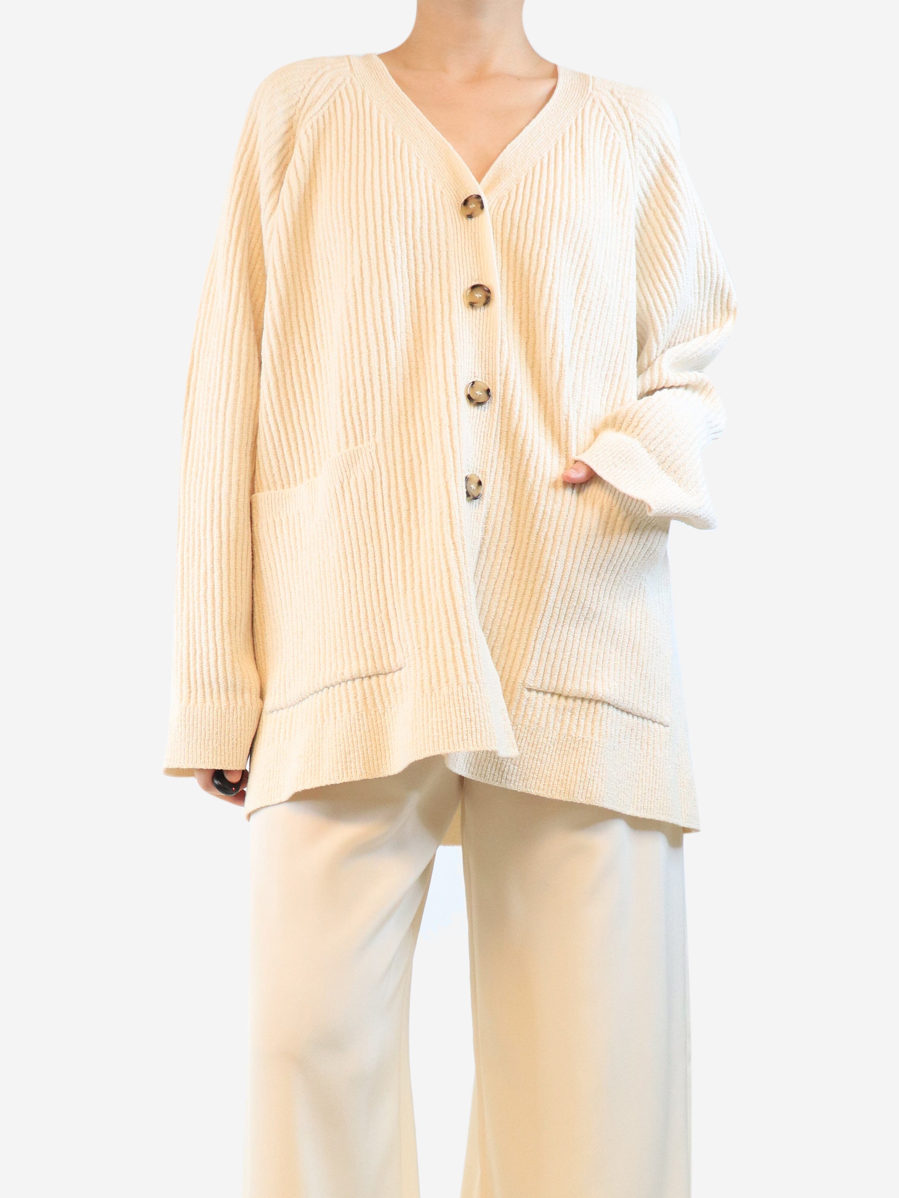 Cream textured rib cardigan - size XL Knitwear Toteme 