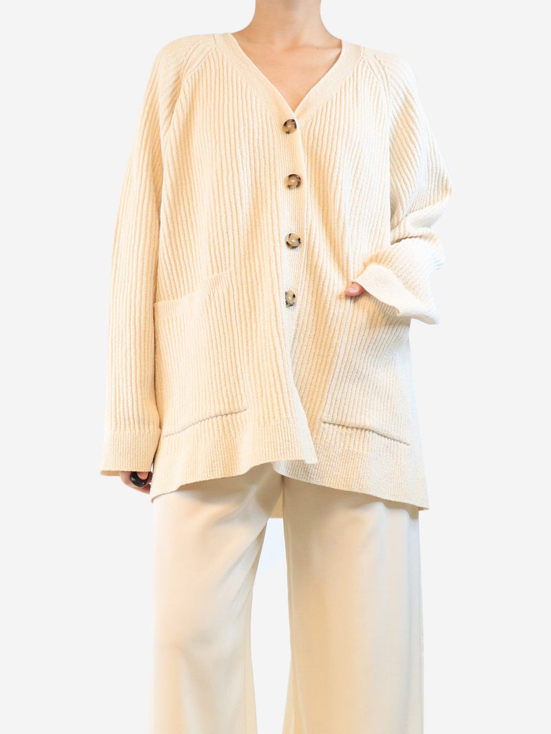 Cream textured rib cardigan - size XL Knitwear Toteme 