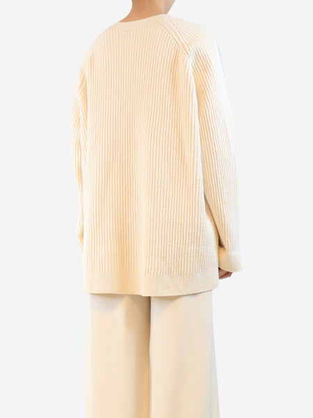 Cream textured rib cardigan - size XL alternate image