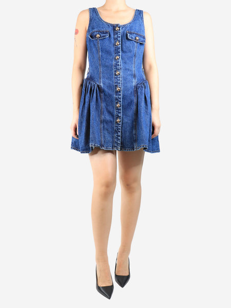 Blue flared denim mini dress - size UK 12 product image