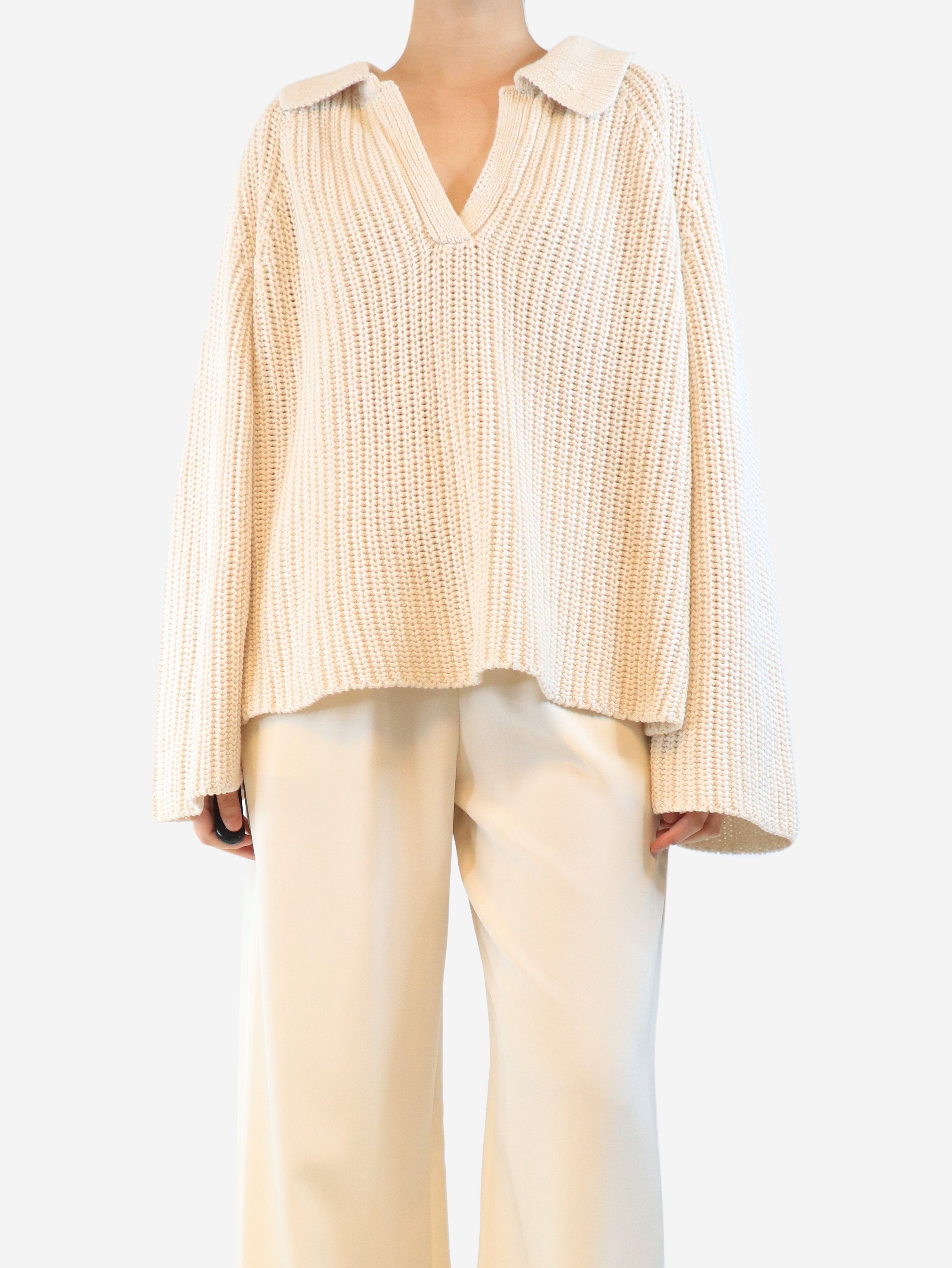Neutral chunky ribbed pullover - size XL Knitwear Faithfull The Brand 