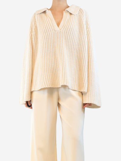 Neutral chunky ribbed pullover - size XL Knitwear Faithfull The Brand 