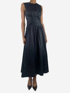 Aje Black sleeveless gathered midi dress - size UK 6