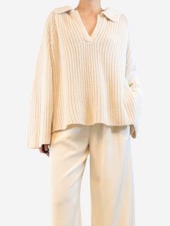 Neutral chunky ribbed pullover - size XL Knitwear Faithfull The Brand 