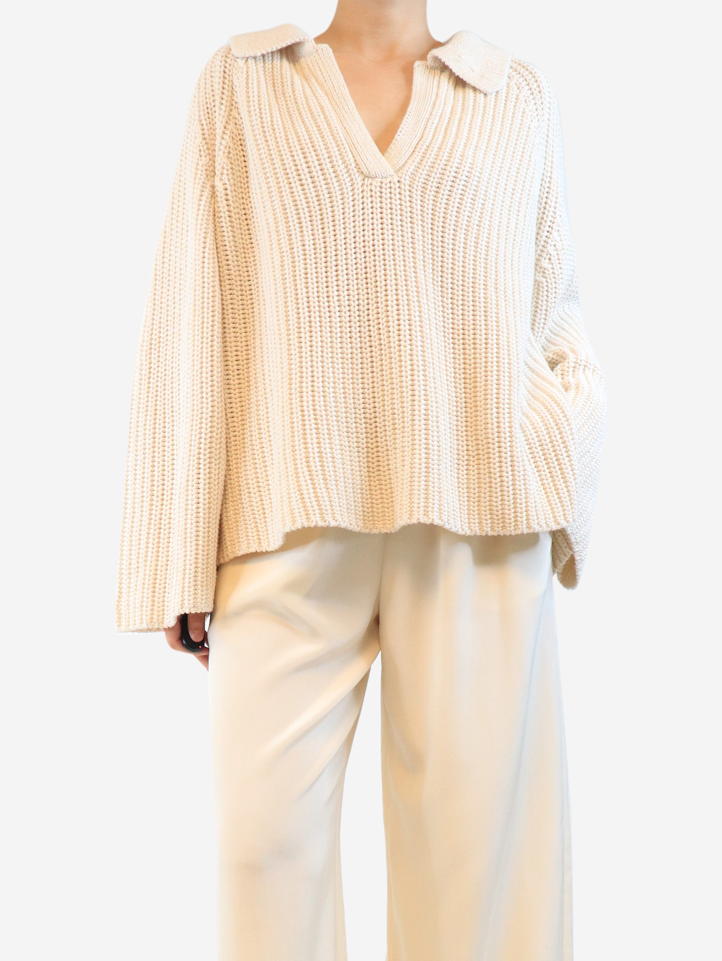 Neutral chunky ribbed pullover - size XL Knitwear Faithfull The Brand 