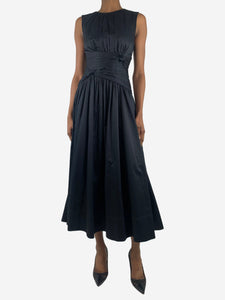 Aje Black sleeveless gathered midi dress - size UK 6