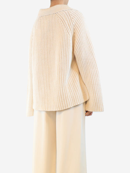Neutral chunky ribbed pullover - size XL alternate image
