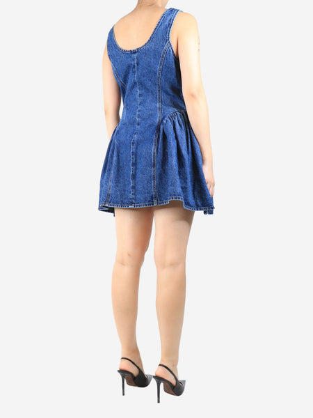 Blue flared denim mini dress - size UK 12 alternate image