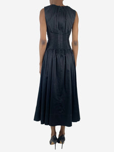 Aje Black sleeveless gathered midi dress - size UK 6