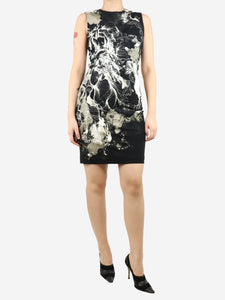 Roberto Cavalli Black sleeveless printed midi dress - size UK 10