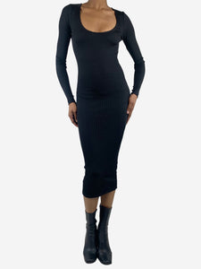 Anine Bing Black ribbed fitted midi dress - size XS