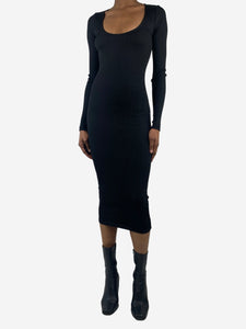 Anine Bing Black ribbed fitted midi dress - size XS