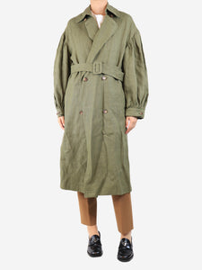 Loulou Studio Green heavyweight linen trench coat - size S