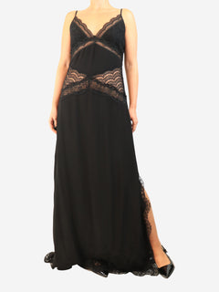 Black satin-lace slip dress - size UK 10 Dresses Raey 